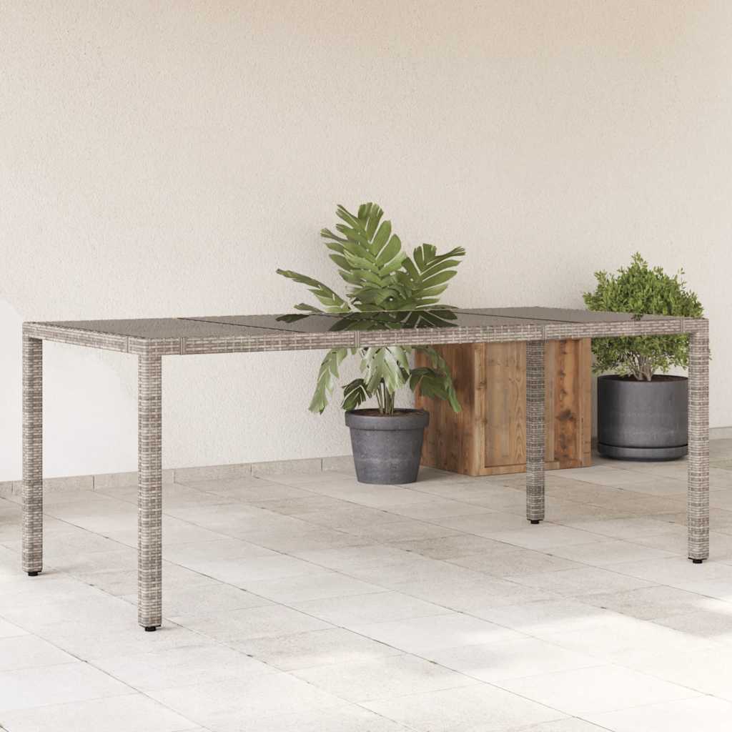 vidaXL Garden Table with Top Poly Rattan Glass