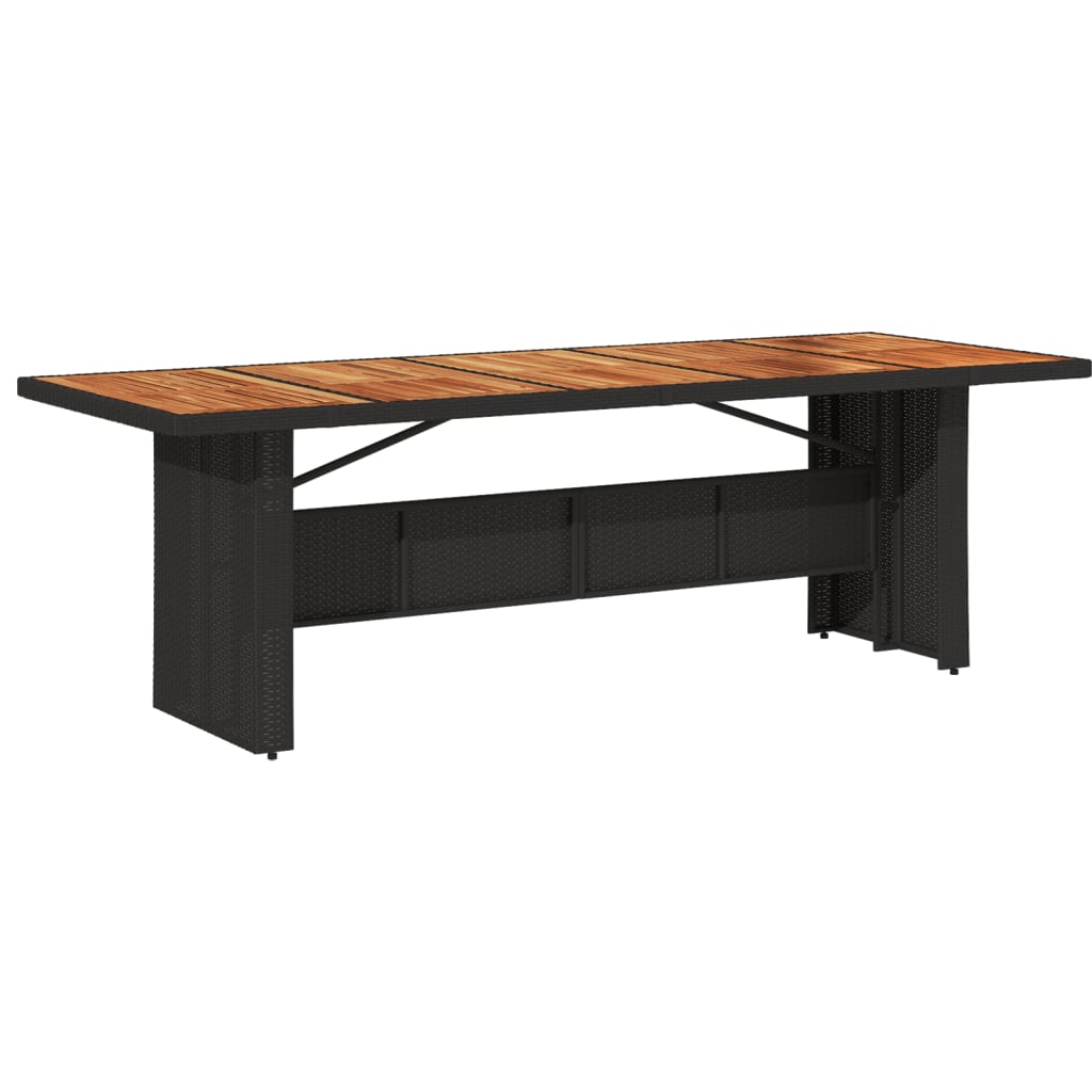 vidaXL Garden Table with Acacia Wood Top Black 240x90x75cm Poly Rattan 2