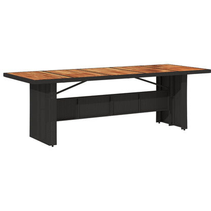 vidaXL Garden Table with Acacia Wood Top Black 240x90x75cm Poly Rattan 2