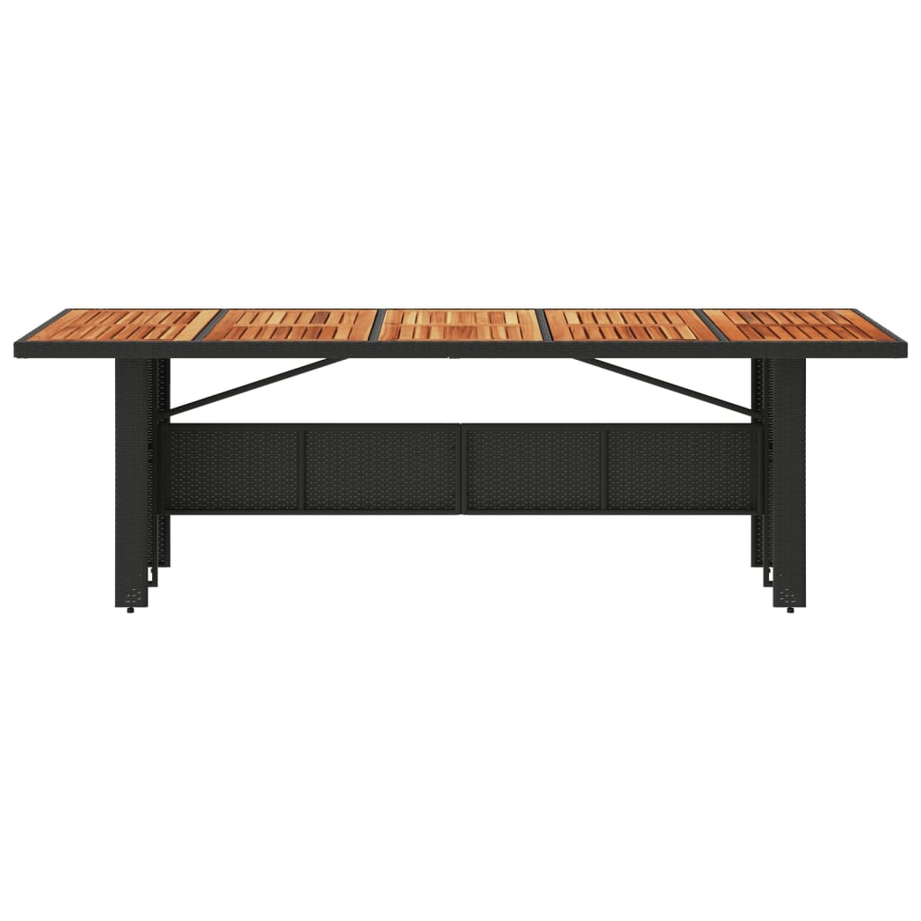vidaXL Garden Table with Acacia Wood Top Black 240x90x75cm Poly Rattan 4