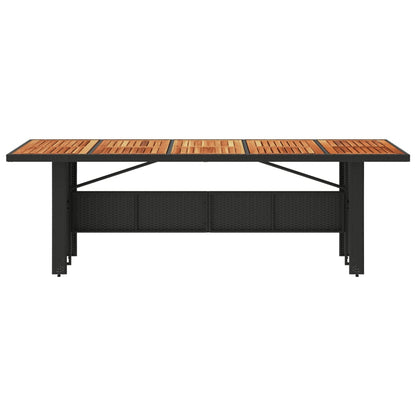 vidaXL Garden Table with Acacia Wood Top Black 240x90x75cm Poly Rattan 4