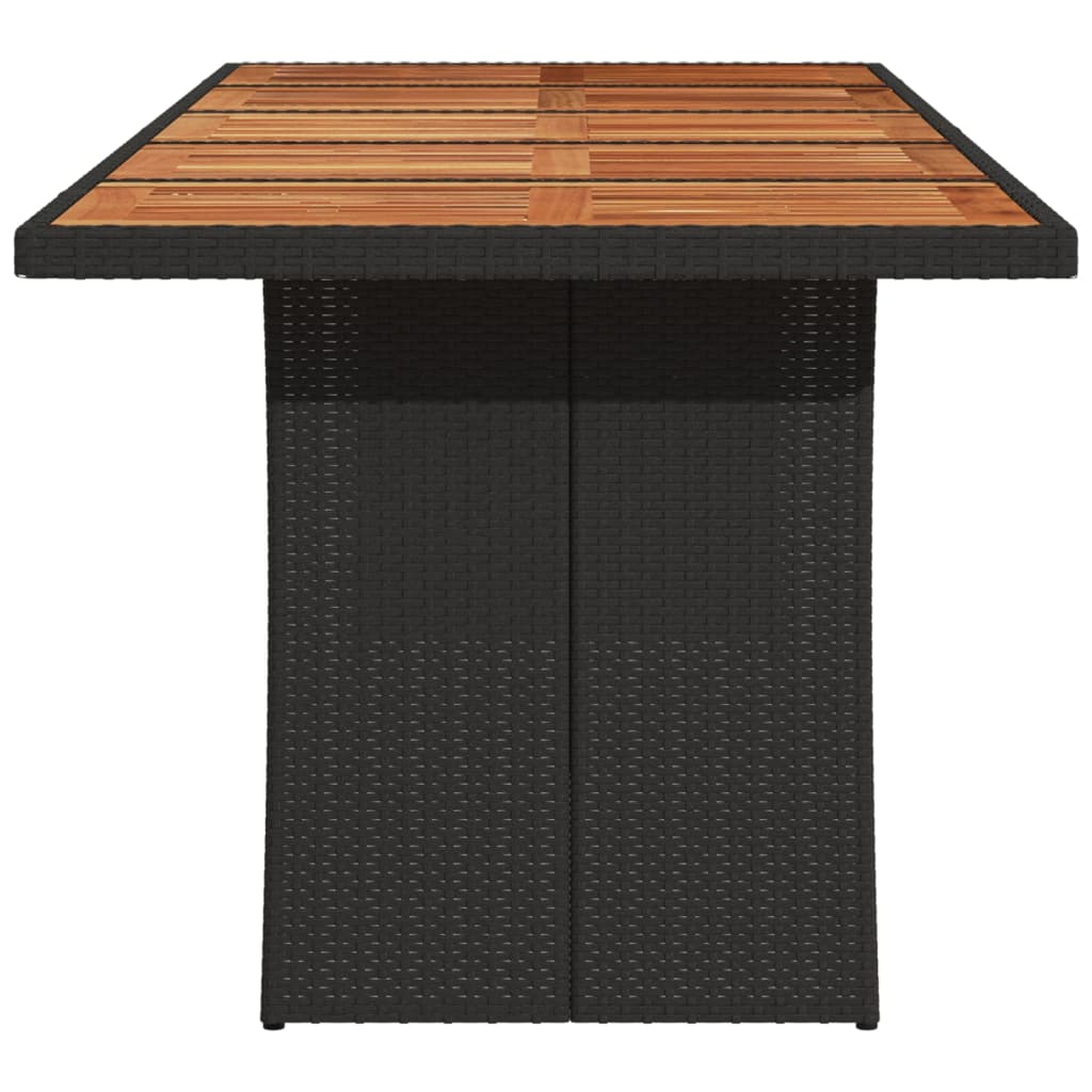 vidaXL Garden Table with Acacia Wood Top Black 240x90x75cm Poly Rattan 6