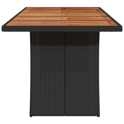 vidaXL Garden Table with Acacia Wood Top Black 240x90x75cm Poly Rattan 6