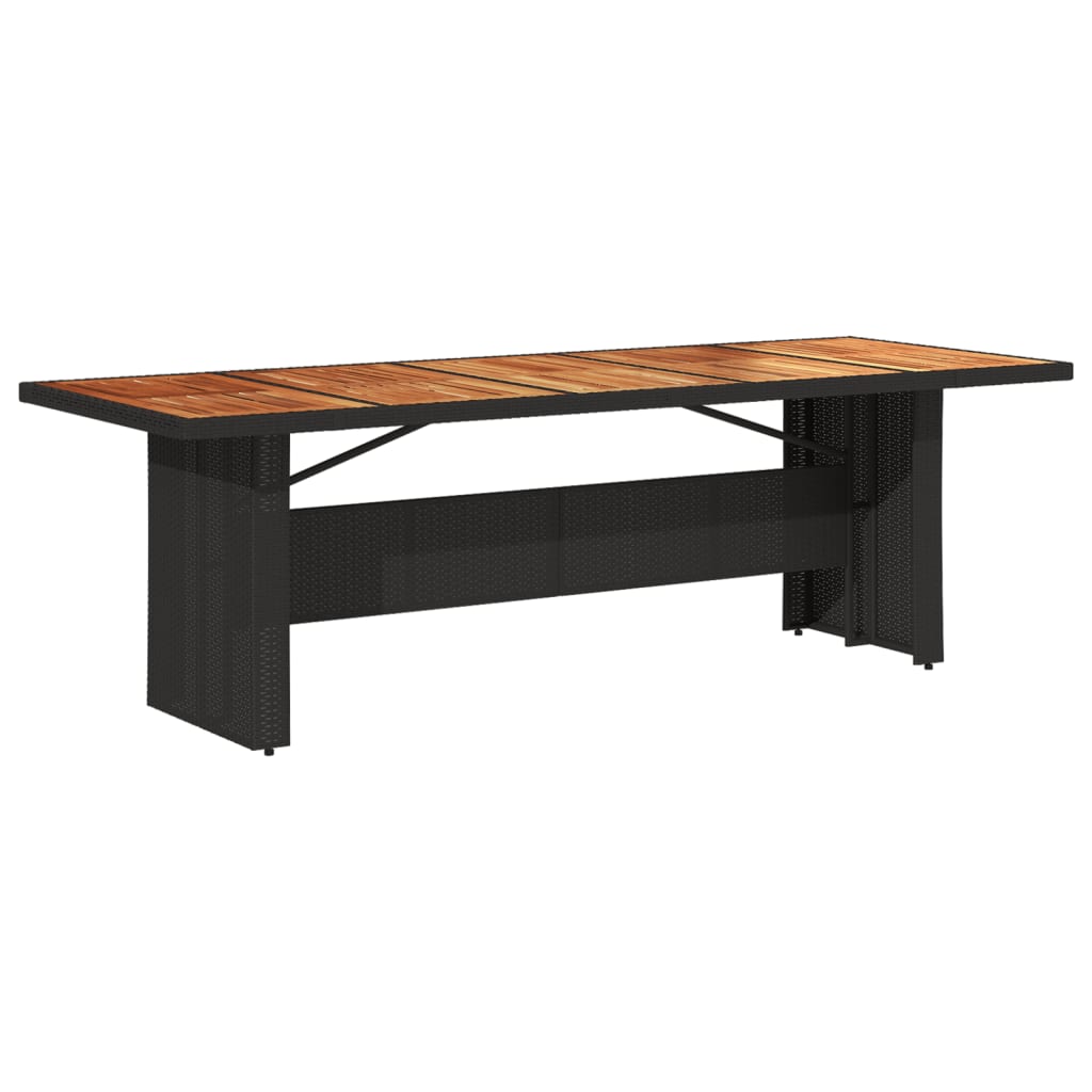 vidaXL Garden Table with Acacia Wood Top Black 240x90x75cm Poly Rattan 5