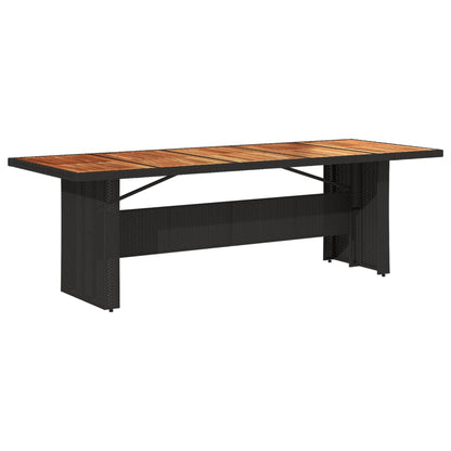 vidaXL Garden Table with Acacia Wood Top Black 240x90x75cm Poly Rattan 5