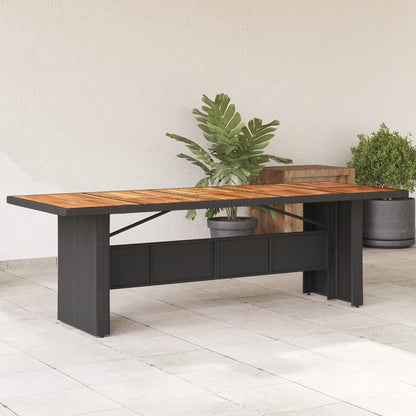 vidaXL Garden Table with Acacia Wood Top Black 240x90x75cm Poly Rattan 1