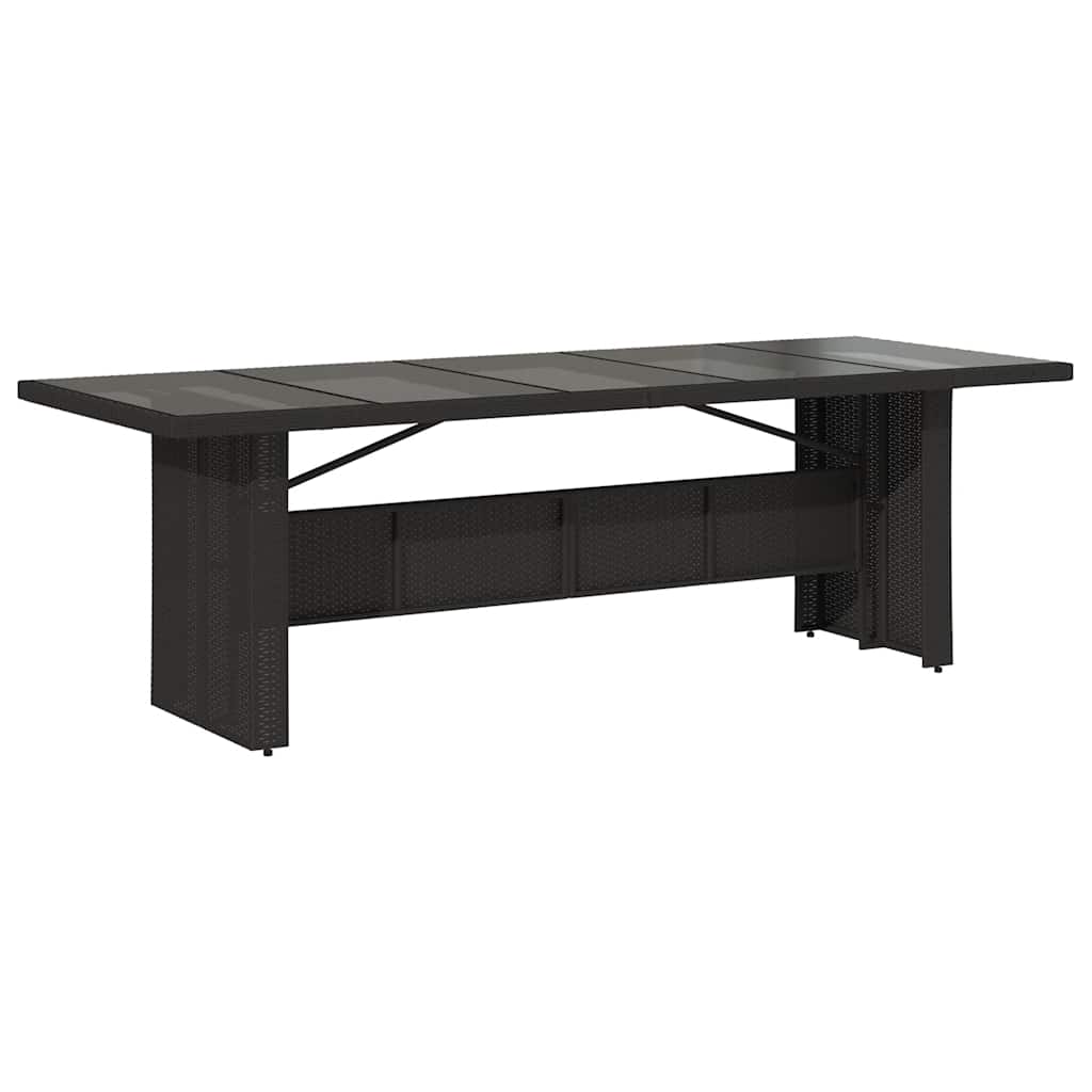 vidaXL Garden Table with Glass Top Black 240x90x75 cm Poly Rattan 2