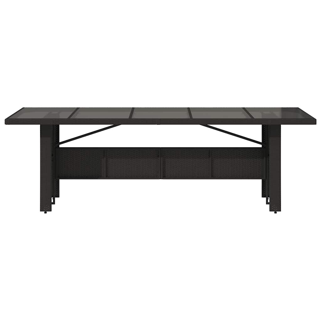 vidaXL Garden Table with Glass Top Black 240x90x75 cm Poly Rattan 4