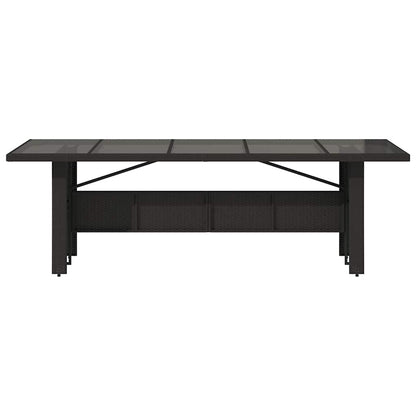 vidaXL Garden Table with Glass Top Black 240x90x75 cm Poly Rattan 4
