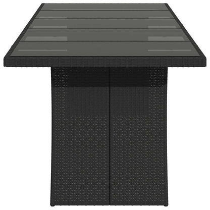 vidaXL Garden Table with Glass Top Black 240x90x75 cm Poly Rattan 5
