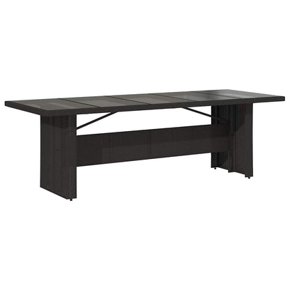 vidaXL Garden Table with Glass Top Black 240x90x75 cm Poly Rattan 6