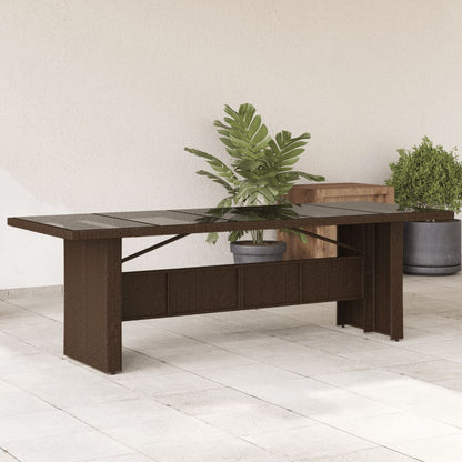 vidaXL Garden Table with Top Poly Rattan Glass