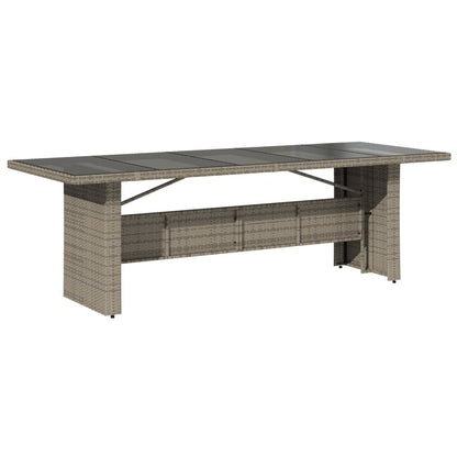 vidaXL Garden Table with Glass Top Grey 240x90x75 cm Poly Rattan 2