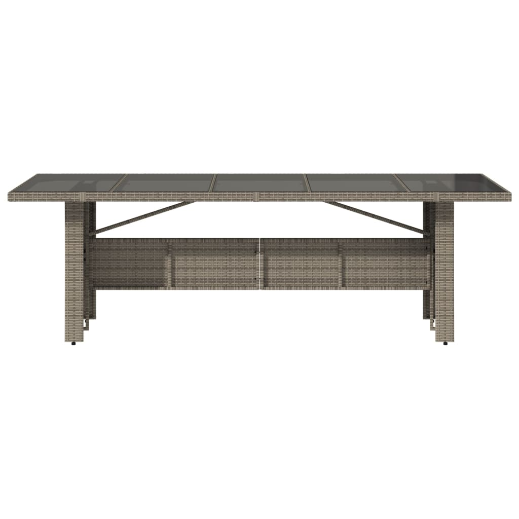 vidaXL Garden Table with Glass Top Grey 240x90x75 cm Poly Rattan 4