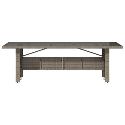 vidaXL Garden Table with Glass Top Grey 240x90x75 cm Poly Rattan 4