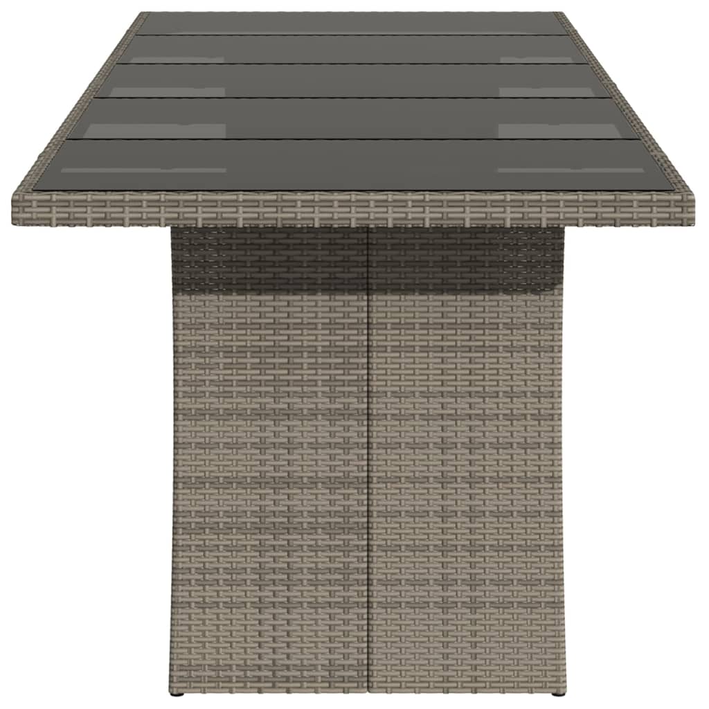 vidaXL Garden Table with Glass Top Grey 240x90x75 cm Poly Rattan 5