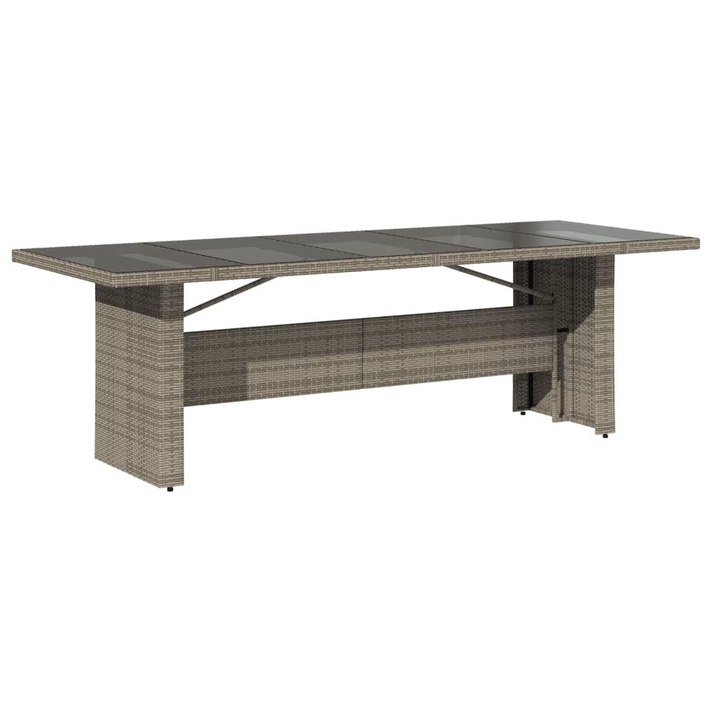 vidaXL Garden Table with Glass Top Grey 240x90x75 cm Poly Rattan 6