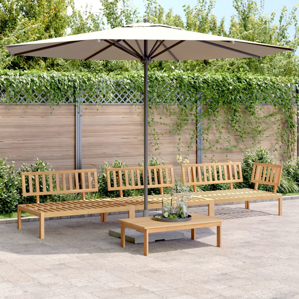 5 Piece Garden Pallet Sofa Set Solid Wood Acacia Light Brown Corner + 2x middle + table
