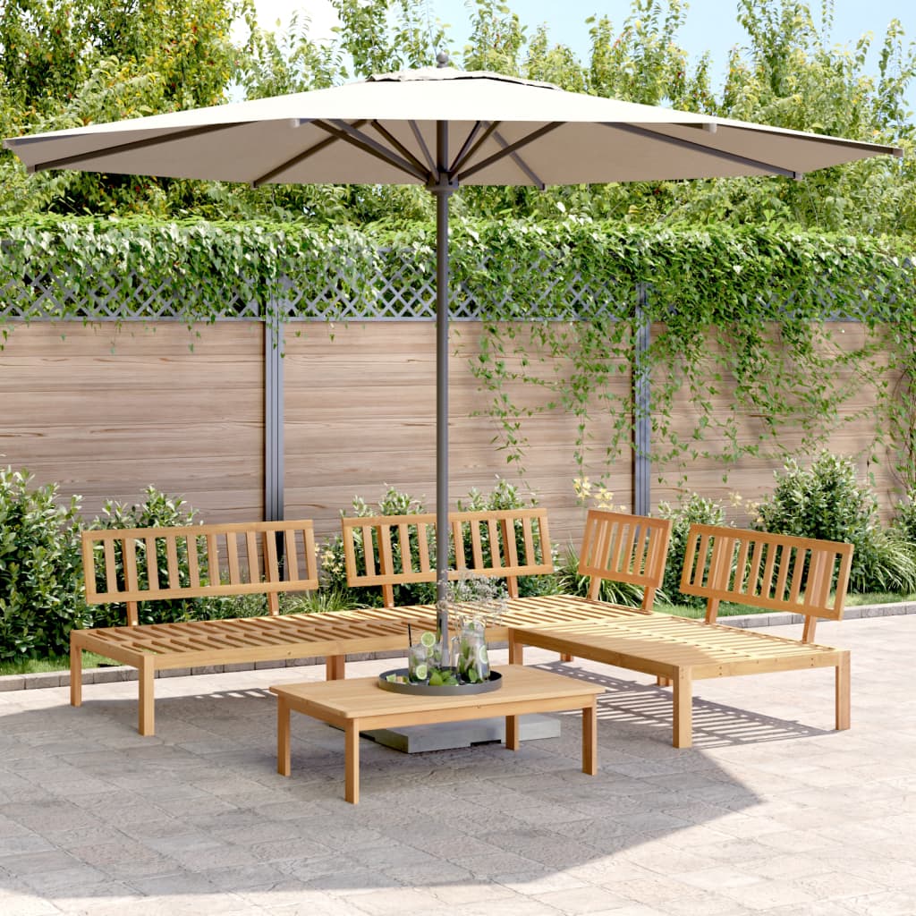 5 Piece Garden Pallet Sofa Set Solid Wood Acacia Light Brown 2x middle + corner + table