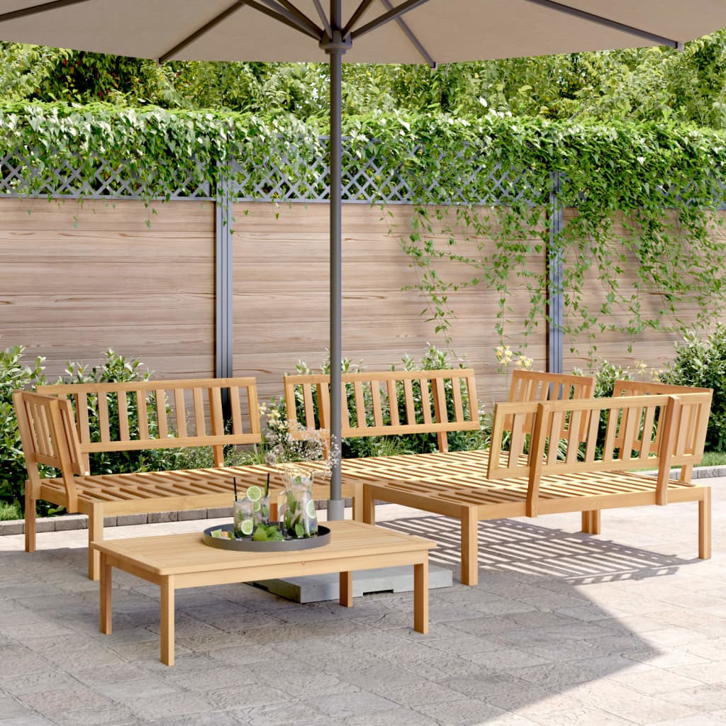 5 Piece Garden Pallet Sofa Set Solid Wood Acacia Light Brown 3x corner + table