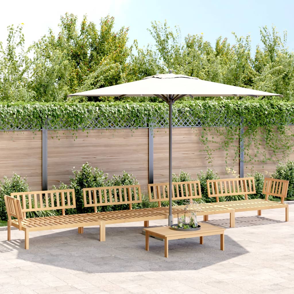 5 Piece Garden Pallet Sofa Set Solid Wood Acacia Light Brown 2x corner + 2x middle + table