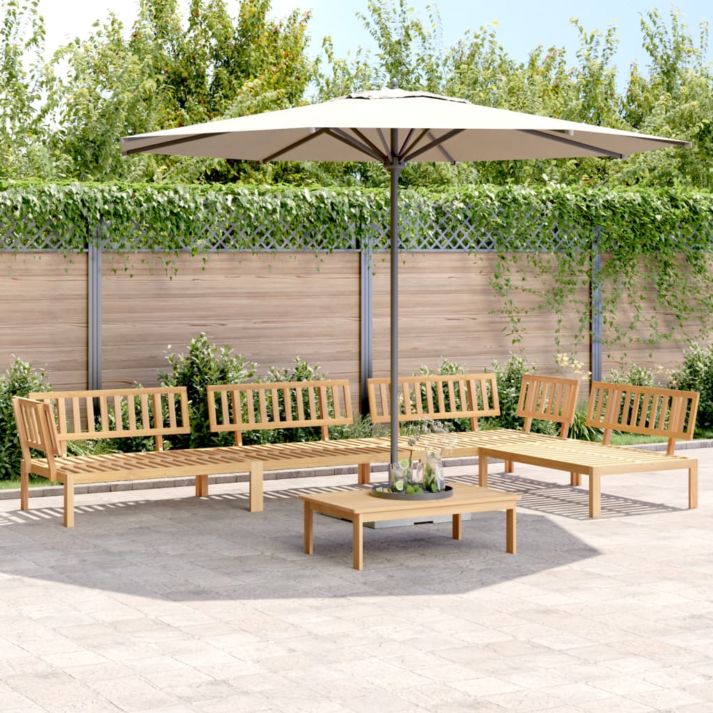 5 Piece Garden Pallet Sofa Set Solid Wood Acacia Light Brown 2x middle + 2x corner + table