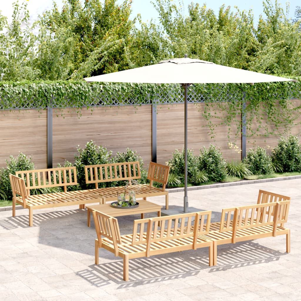 5 Piece Garden Pallet Sofa Set Solid Wood Acacia Light Brown 4x corner + table