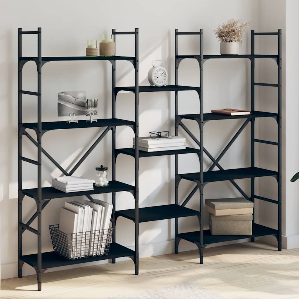 Bookshelf 160x28,5x136,5 cm Engineered Wood Black 160 cm 136.5 cm