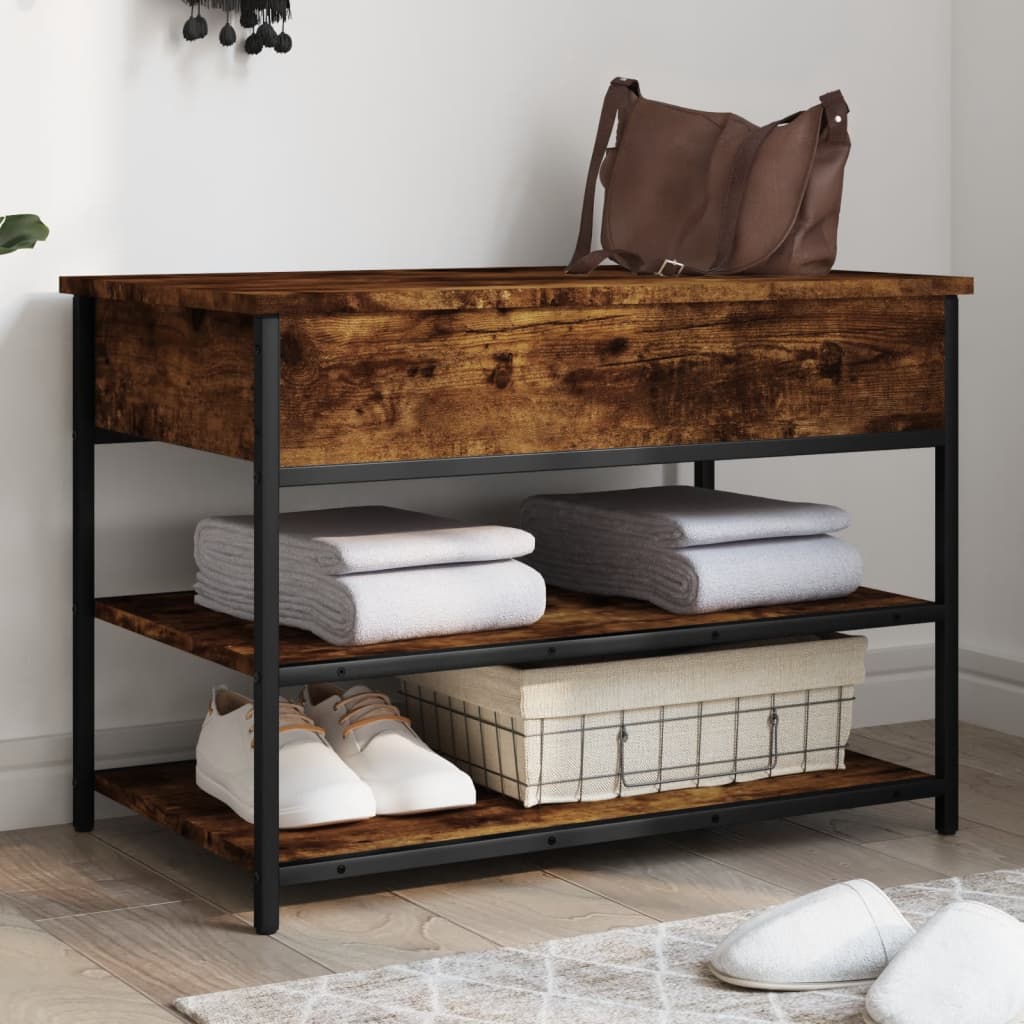 Shoe Bench 100x42,5x50 cm Engineered Wood Smoked oak 70 x 42.5 x 50 cm