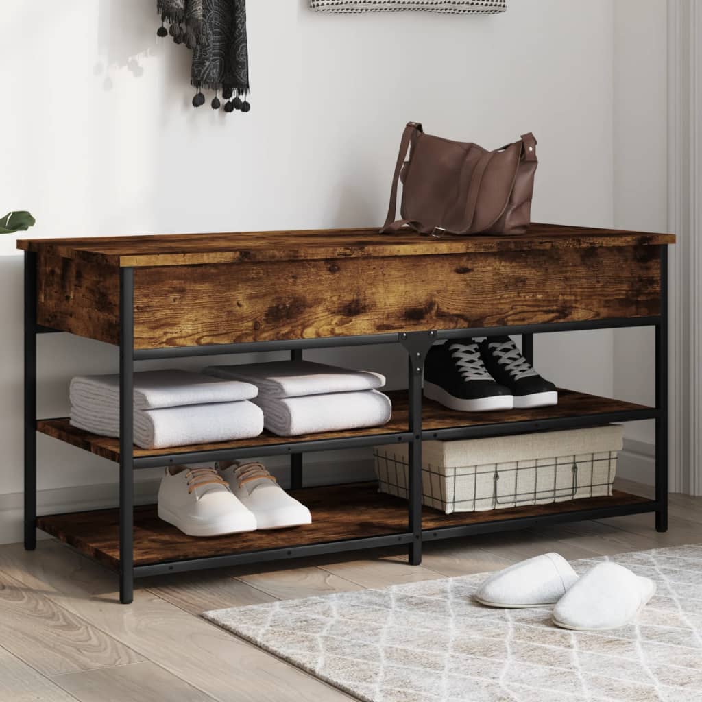 Shoe Bench 100x42,5x50 cm Engineered Wood Smoked oak 100 x 42.5 x 50 cm