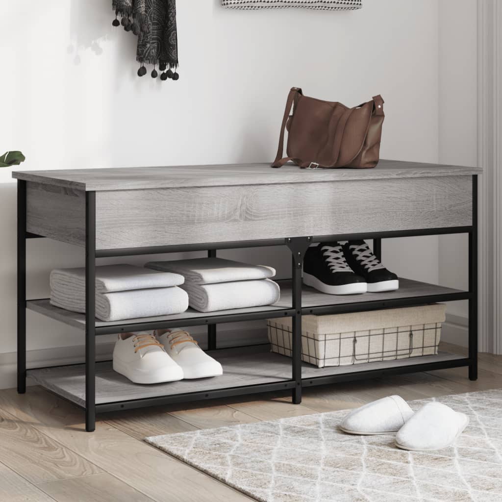 Shoe Bench 100x42,5x50 cm Engineered Wood Grey sonoma 100 x 42.5 x 50 cm