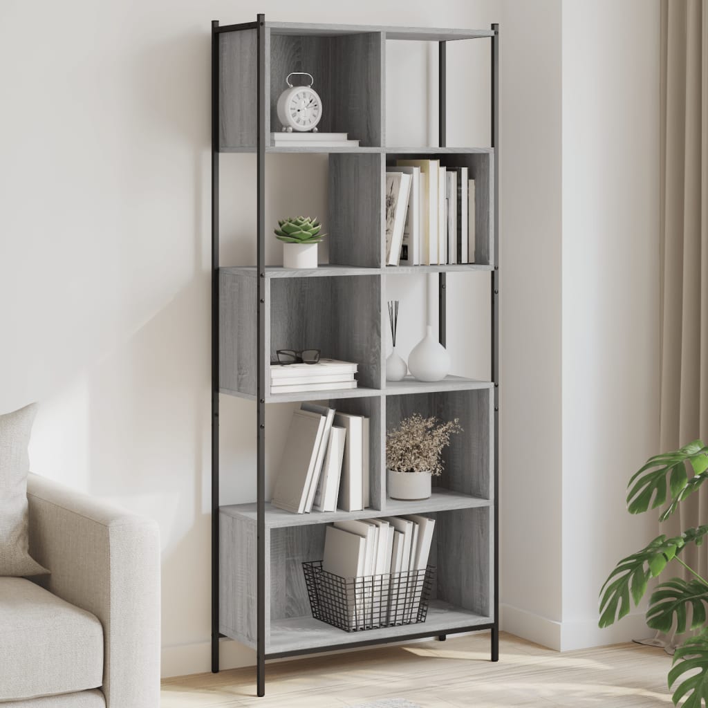 Bookcase 72x28x172 cm Engineered Wood Grey sonoma