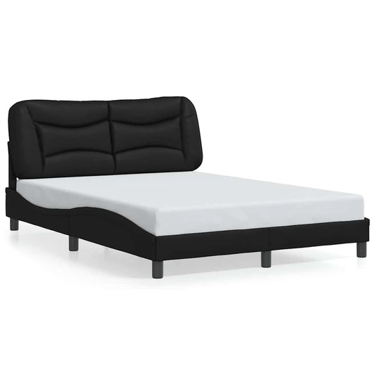 Bed Frame without Mattress "Hvar" 90x190 cm Faux Leather Black 4FT6 Double