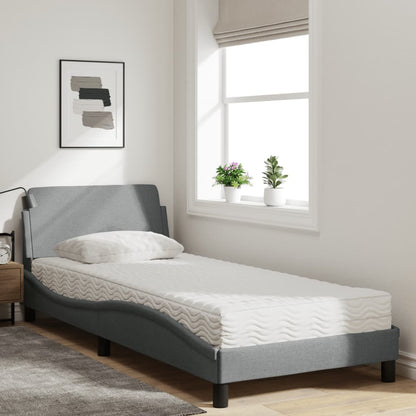 Bed with Mattress "Dover" Single Fabric Light grey