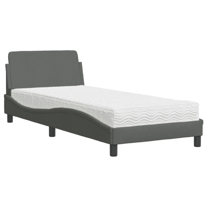 Bed with Mattress "Dover" Single Fabric Dark grey