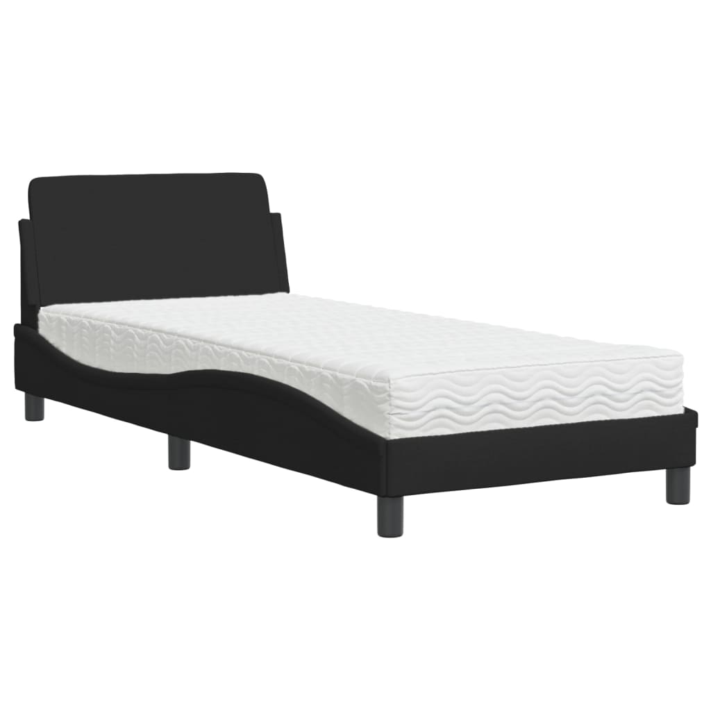 Bed with Mattress "Dover" Single Fabric Black