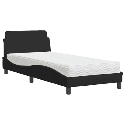 Bed with Mattress "Dover" Single Fabric Black