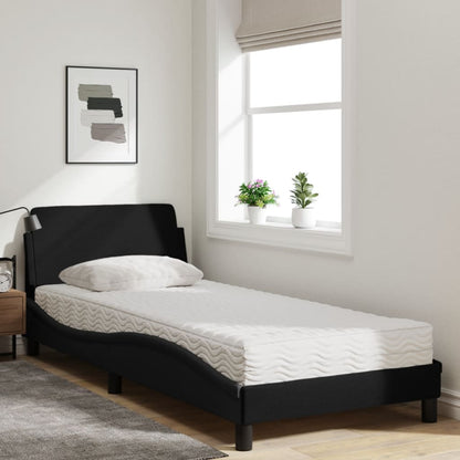 vidaXL Bed with Mattress "Dover" Black Single Fabric 3