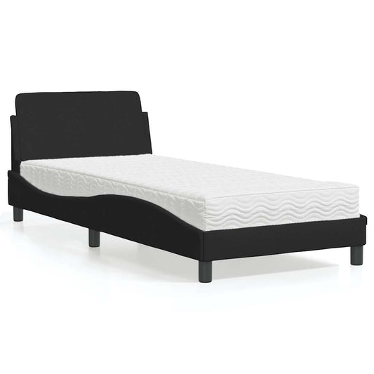vidaXL Bed with Mattress "Dover" Black Single Fabric 1