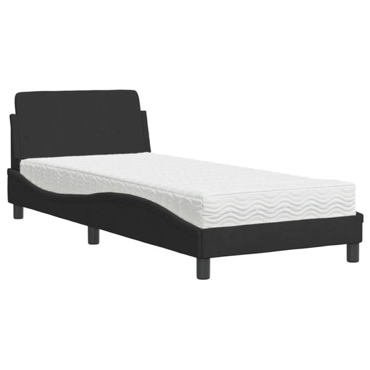 vidaXL Bed with Mattress "Dover" Black Single Velvet 2