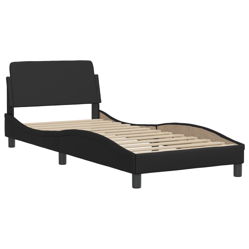 vidaXL Bed with Mattress "Hvar" Black 90x190 cm Faux Leather 6