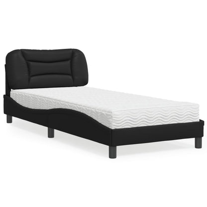 vidaXL Bed with Mattress "Hvar" Black 90x190 cm Faux Leather 1