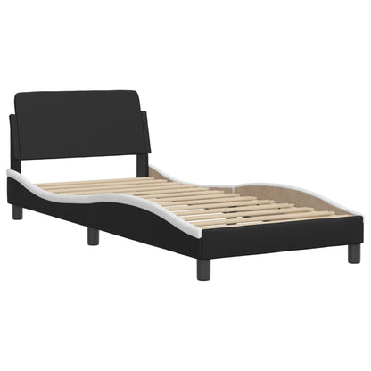 vidaXL Bed with Mattress "Hvar" Black and White 90x190 cm Faux Leather 6