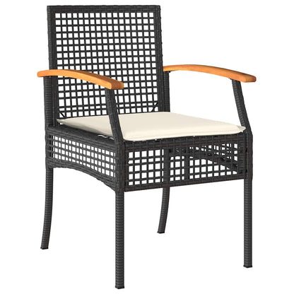 vidaXL 5 Piece Garden Dining Set with Cushions Black Poly Rattan 4
