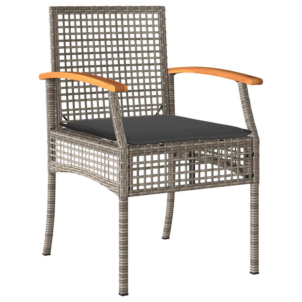 vidaXL 5 Piece Garden Dining Set with Cushions Grey Poly Rattan 5