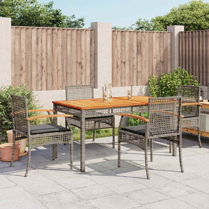 vidaXL 5 Piece Garden Dining Set with Cushions Grey Poly Rattan 1
