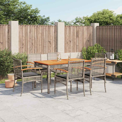vidaXL 5 Piece Garden Dining Set with Cushions Grey Poly Rattan
