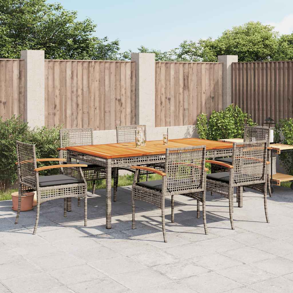 vidaXL 5 Piece Garden Dining Set with Cushions Grey Poly Rattan