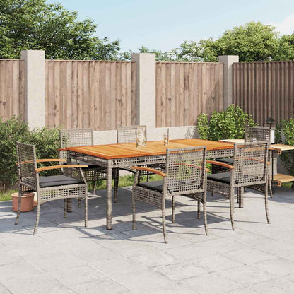 vidaXL 5 Piece Garden Dining Set with Cushions Grey Poly Rattan
