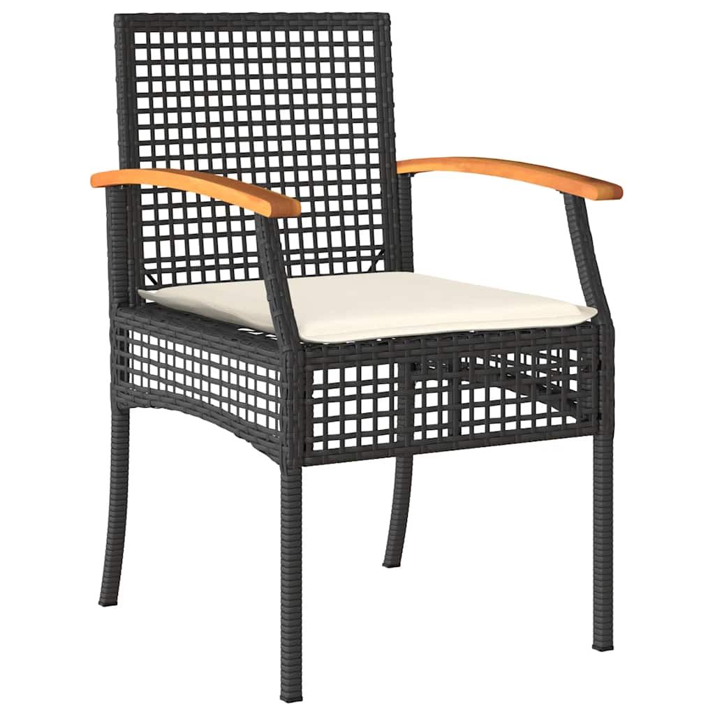 vidaXL 5 Piece Garden Dining Set with Cushions Black Poly Rattan 3